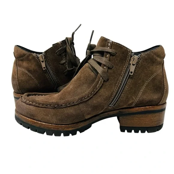 Salvia Brown Suede Ankle Booties - Picture 3 of 10